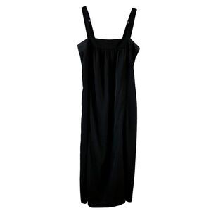 J. Crew Black Midi Dress with Square Neck and Wide Straps